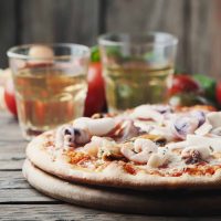 Italian traditional pizza with seafood